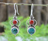 Earrings Default Sterling Silver With Turquoise and Coral Earrings je266