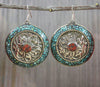 Earrings Default Tibetan Bold Turquoise and Coral Earrings je077