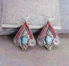 Earrings Default Tibetan Coral and Turquoise Earrings je100