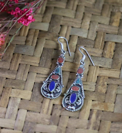 Earrings Default Tibetan Lapis and Coral Earrings je412