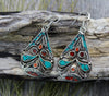 Earrings Default Tibetan Style Turquoise and Coral Earrings je422
