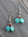 Earrings Default Traditional Tibetan Earrings Coral Turquoise B je032-B