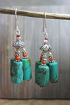Earrings Default Traditional Tibetan Earrings Coral Turquoise je032-A