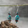 Earrings Default Turquoise and Coral Flower Drop Earrings je248