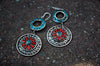 Earrings Default Turquoise and Coral Tibetan Circle Earrings je165