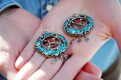 Earrings Default Turquoise and Silver Earrings je155