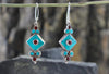 Earrings Default Turquoise and Silver Flower Drop Earrings je249