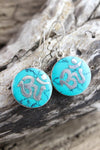 Turquoise and Sterling Silver Om Earrings