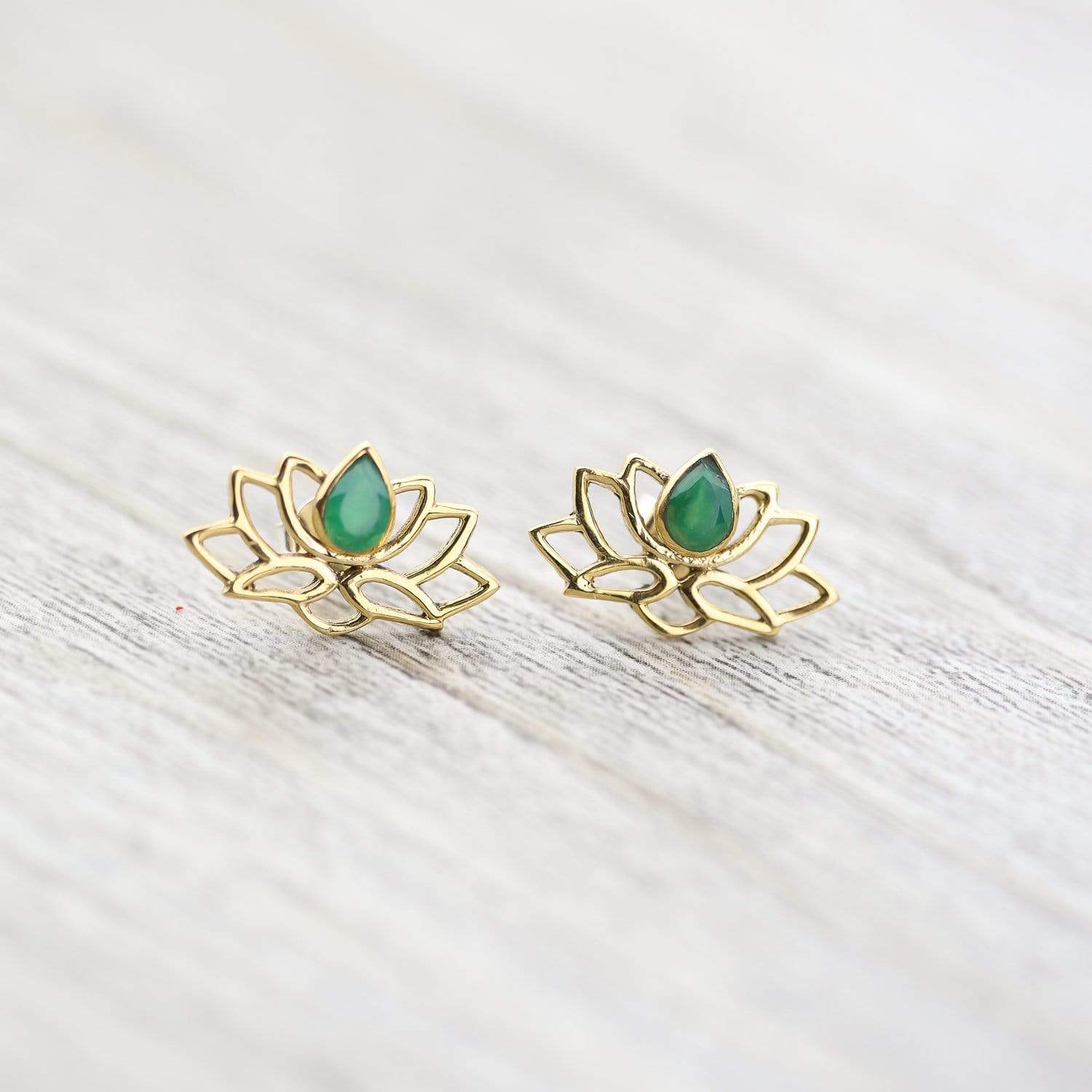 Emerald Lotus Earrings