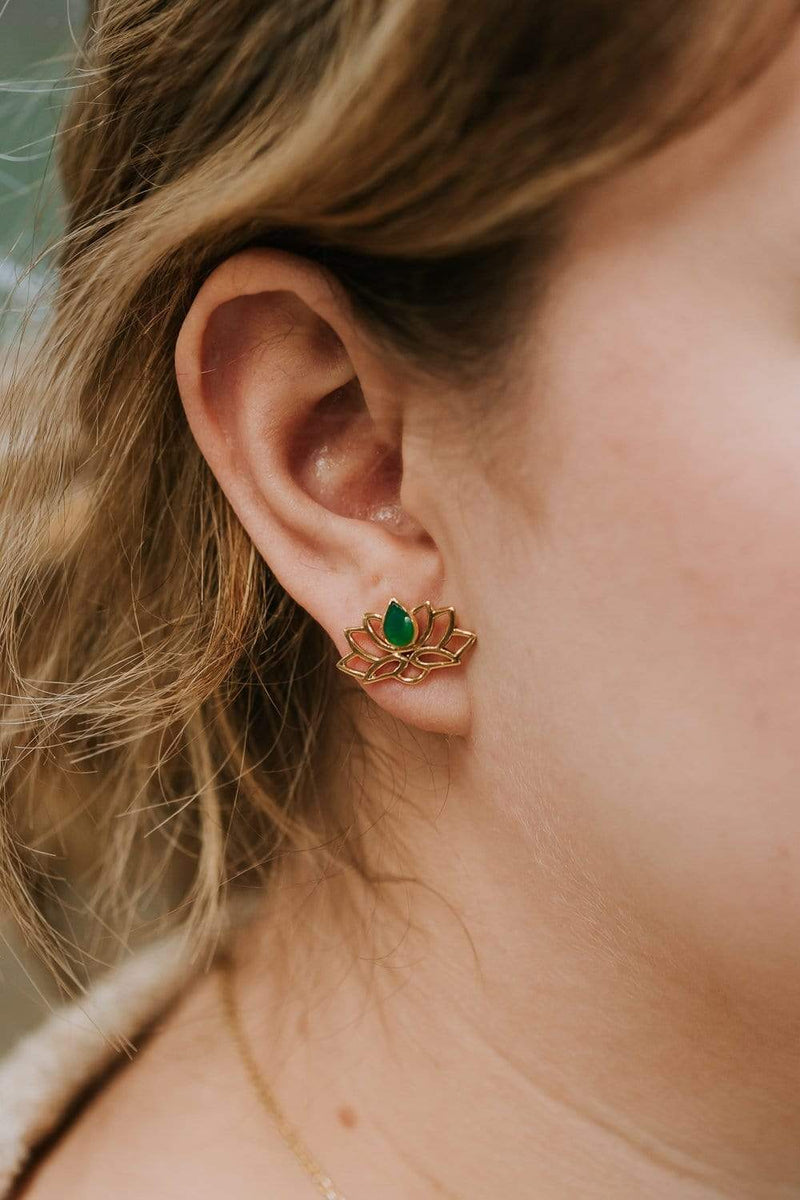 Earrings Emerald Lotus Earrings JE545