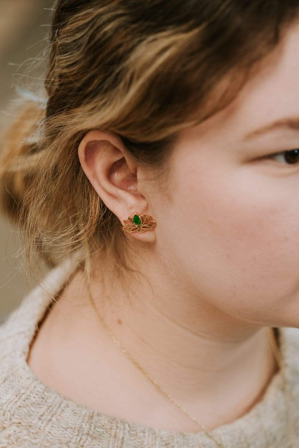 Earrings Emerald Lotus Earrings JE545