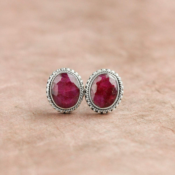 Faceted Ruby Post Earrings - DharmaShop