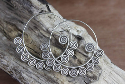 Earrings Silver Spiral Pattern of Growth Earrings JE363