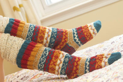 Fabrics,New Items,Tibetan Style,Fall Items Default Blue/Multi Wool Slipper Socks WO102