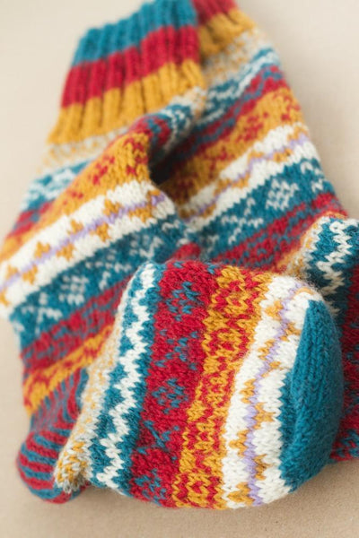 Fabrics,New Items,Tibetan Style,Fall Items Default Blue/Multi Wool Slipper Socks WO102