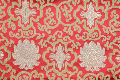 Fabrics Red Lotus Brocade Fabric by the Yard fy007
