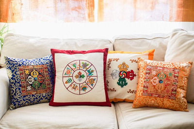 Fabrics,Tibetan Style,Home Default Gold Dorje hand Embroidered Pillow home003