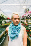 Fabrics,Under 35 Dollars,Scarves Default Cotton Square Tassel Scarf in Blue Greens scarf006