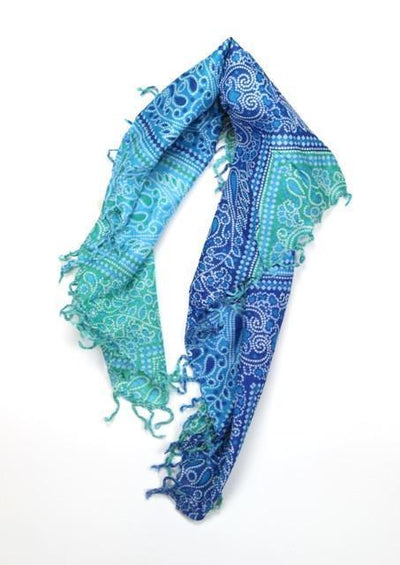 Fabrics,Under 35 Dollars,Scarves Default Cotton Square Tassel Scarf in Blue Greens scarf006