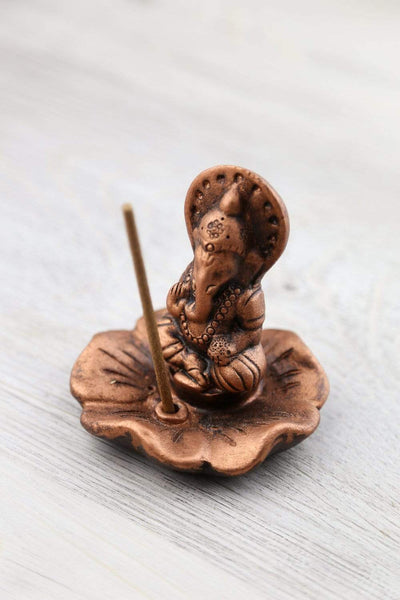 Terracotta Ganesh Incense Burner in Copper