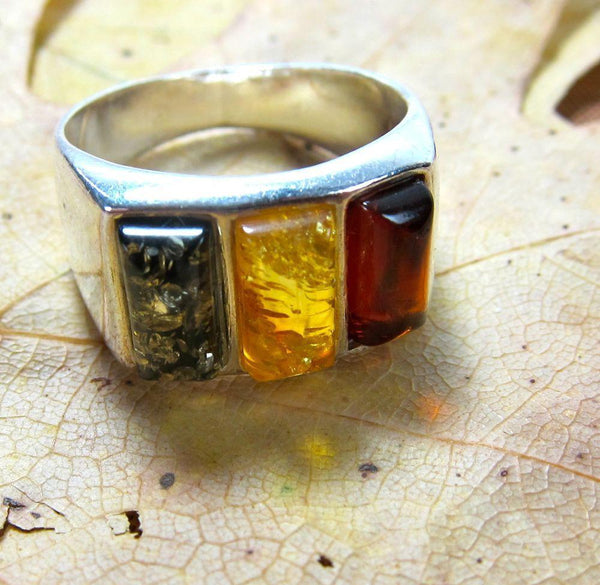 3 Jewels Amber Ring - DharmaShop