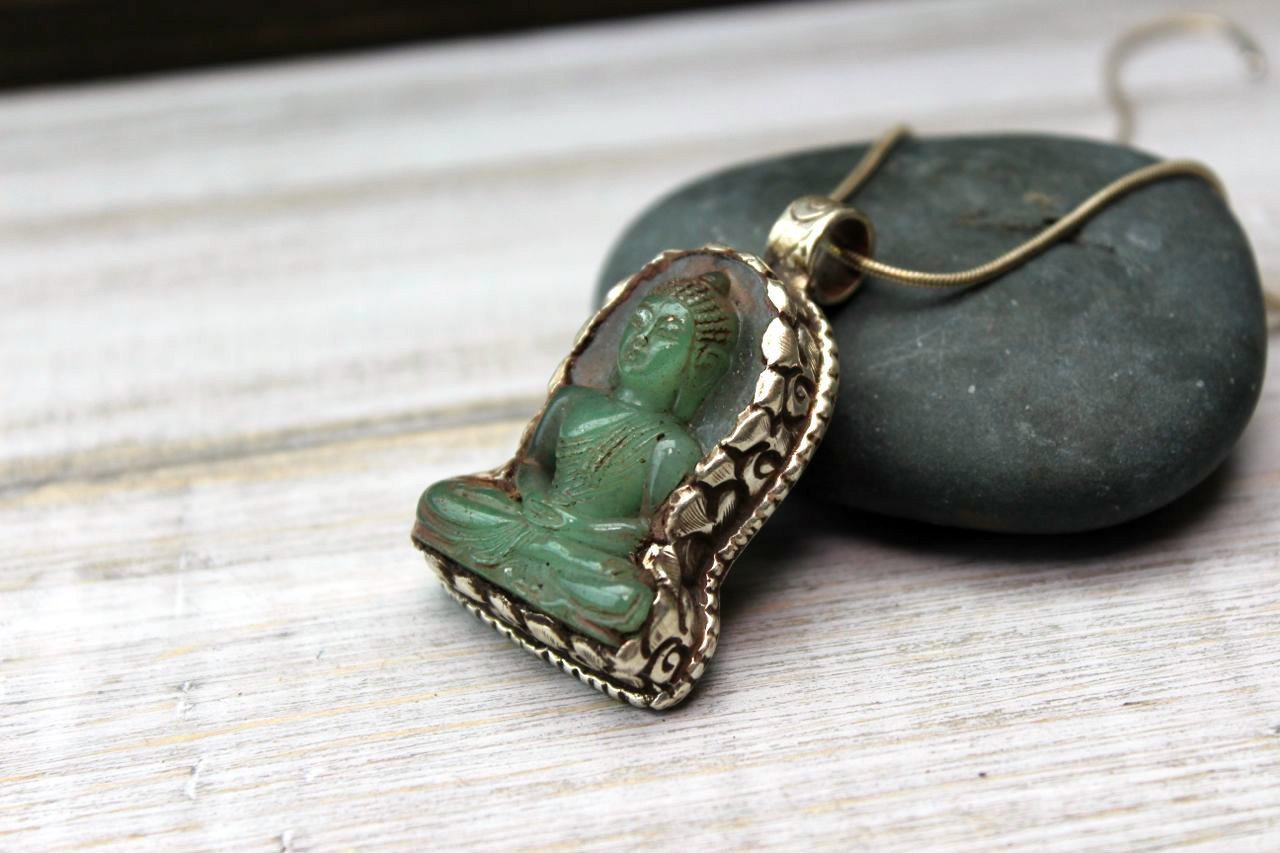 Authentic Green Jade Buddha Necklace, Cute Crafting Smiling Buddha Pendant,  Grade A Icy Jadeite, 925 Sterling Silver CZ Setting, Women Gift - Etsy