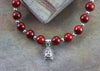 Jewelry Default Handmade Coral and Silver Buddha Mala Bracelet wm174