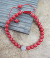 Jewelry,Gifts,Under 35 Dollars,Tibetan Style Default Mountain Jade Coral Wrist Mala Adjustable wm072