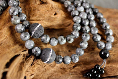 Jewelry,Mala Beads,New Items Default Swarovski crystal, Lava rock, and Labradorite 108 Mala ML217