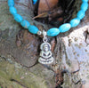 Jewelry,Mala Beads,Tibetan Style Default Turquoise Wrist Mala w/ Buddha charm wm038