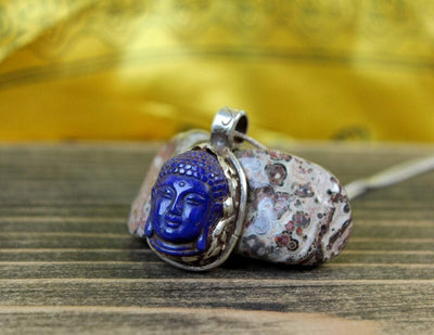 Jewelry,New Items,Buddha Default Bold Lapis Buddha Pendant in Sterling jp481
