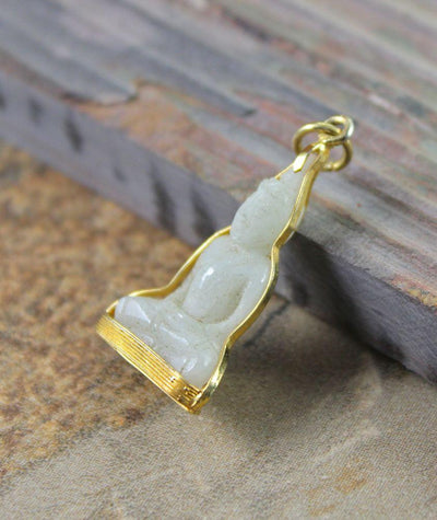Jewelry,New Items,Buddha,The Gold Collection Default Gold Wrapped Jade Buddha Pendant jp225