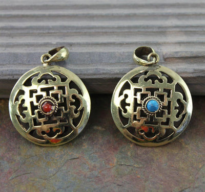 Jewelry,New Items Default 2 Sided Brass mandala Pendant jp271
