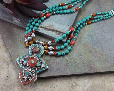 Jewelry,New Items Default A Bold Tibetan Statement Necklace jn099