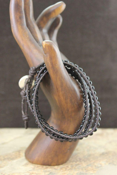 Jewelry,New Items Default Black Leather Bracelet Wrap jb082