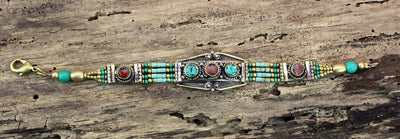 Jewelry,New Items Default Mosaic Turquoise Brass Bracelet jb580