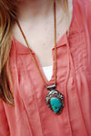Jewelry,New Items Default One-of-a-Kind Turquoise and Silver Plated Brass Pendant jp309