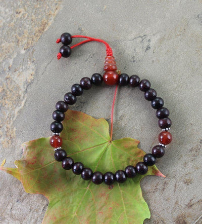 Jewelry,New Items Default Rosewood and Carnelian Stretchy Wrist Mala wm145