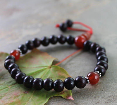 Jewelry,New Items Default Rosewood and Carnelian Stretchy Wrist Mala wm145