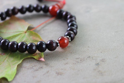 Jewelry,New Items Default Rosewood and Carnelian Stretchy Wrist Mala wm145