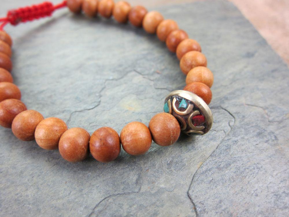 Jewelry,New Items Default Sandalwood Wrist Mala with Vintage Bead wm057