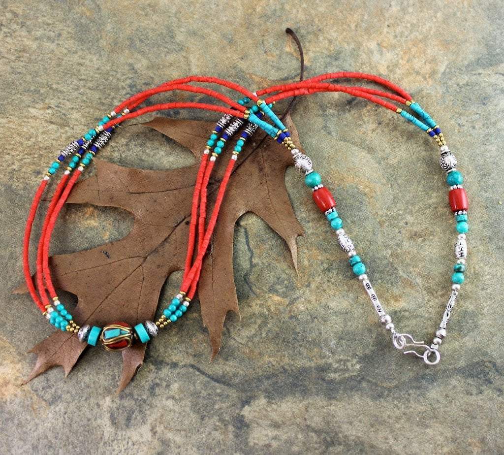 Jewelry,New Items Default Simple 3 Strand Tibetan Vintage Bead Necklace jn215