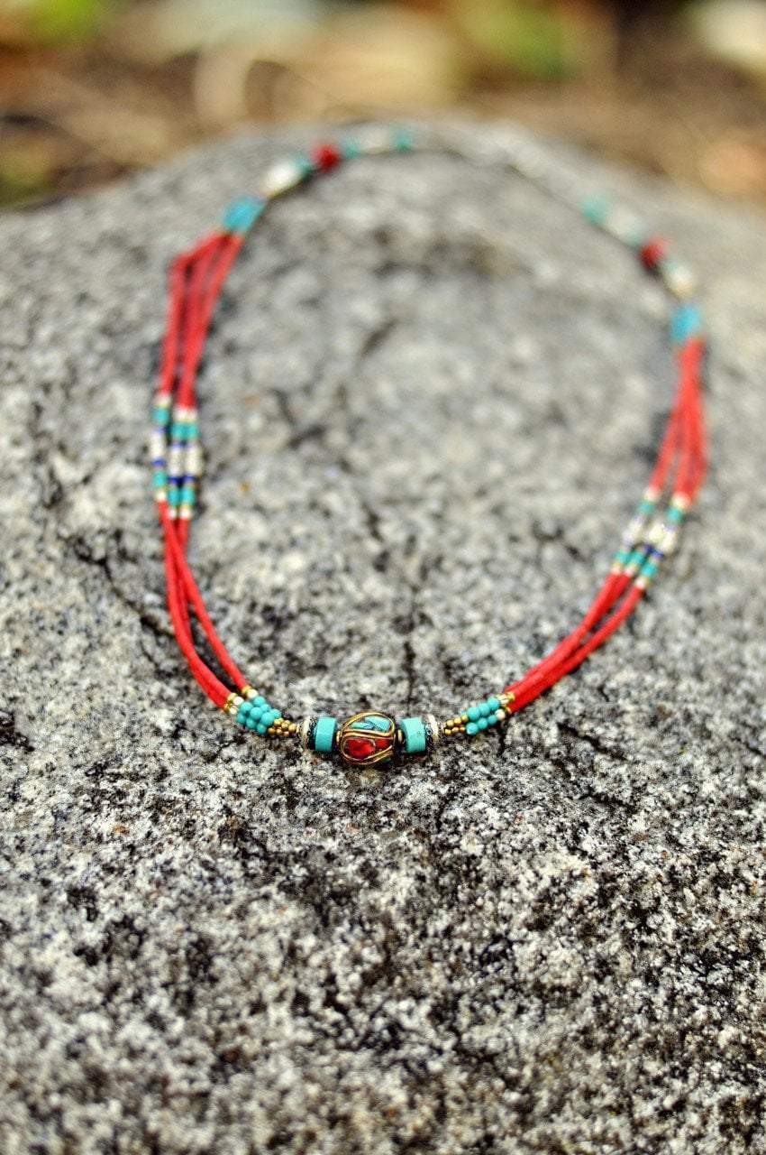 Jewelry,New Items Default Simple 3 Strand Tibetan Vintage Bead Necklace jn215