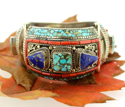 Jewelry,New Items Default Traditional Tibetan Lapis and Turquoise Bracelet jb086