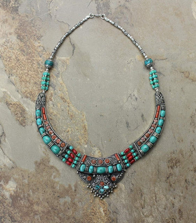 Jewelry,New Items Default Turquoise Oval Stone Necklace jn345