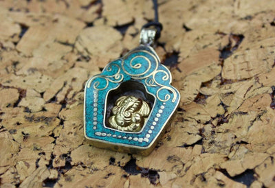 Jewelry,New Items,Deities Default Turquoise Ganesh Altar Pendant jp436