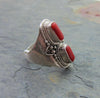 Jewelry,New Items,Gifts 6 Double Coral Stone Ring jr0106