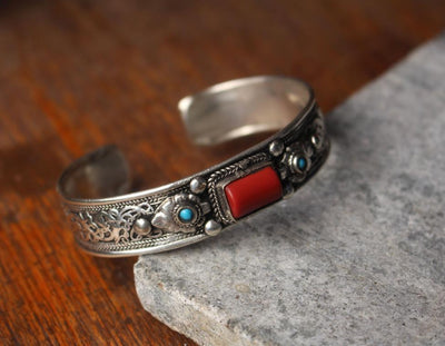 Jewelry,New Items,Gifts Default Coral Filigree Tibetan Silver-plated Bracelet jb598