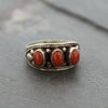 Jewelry,New Items,Gifts,Mother's Day,Tibetan Style 6 1/2 Three Corals Ring jr106.06.5