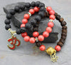 Jewelry,New Items,Gifts,Om Default Lava Om and Lotus Wrist Mala Stack wm307